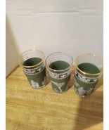 Vintage Jeanette Glass  Green Hellenic Juice Glasses  - £17.40 GBP