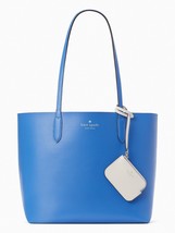 New Kate Spade Ava Reversible Tote with Pouch Double Faced Leather Frisbee Blue - £82.13 GBP