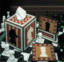 Plastic Canvas Chess Tissue Cover Coaster Holder Playing Card Case Tally Pattern - £6.00 GBP