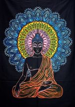 INDACORIFY Hand Brush Painted Buddha Poster, Hippie Wall Hanging, Cotton Psyched - £9.61 GBP