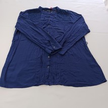 Dolled Up By Fang Women's Blue 3/4 Sleeve Button Shirt Size 1XL Chest 40" image 8