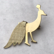 Peacock Vintage Gold Tone Brooch Pin - $12.95