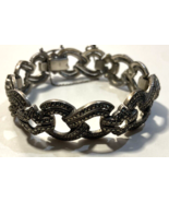 Sterling &amp; Marcasite Link bracelet safety chain signed ? - $97.83