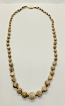 Stone Bead Necklace - Gold Tone Beads - 24-inches - £10.25 GBP