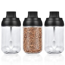 Spice Containers Glass, 3Pcs Kitchen Glass Condiment Containers With Lids 8 Oz S - £22.33 GBP