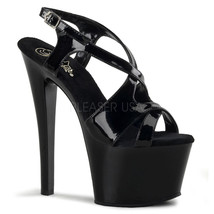PLEASER Sexy Shoes Strappy Black Criss Cross Platform Stripper Dancer 7&quot; Heels - £50.58 GBP