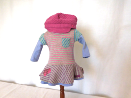 American Girl Doll  School Stripes Dress + Knit Hat Clothes - £15.59 GBP