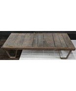 Vintage Primitive Industrial Railroad Steel &amp; Wood Riser Low Table Palle... - $4,618.00 MXN