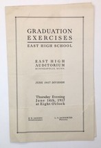 c.1917 Graduation Exercises Program East High School Minneapolis MN w/ N... - $18.00