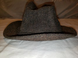 Mens Dorfman Pacific Hat Co Black &amp; Brown Stripe Fedora Hat 7 1/4- 7 3/8 - £19.21 GBP