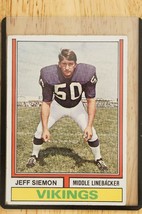 Vintage Football Trading Card 1974 Topps #319 Jeff Siemon Vikings - £7.76 GBP