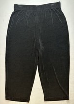 Chicos Travelers Pants 2 (US 12/Large) Black Slinky Knit Capri Crop Stretch EUC - £19.97 GBP