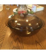 Corning Pyrex Vintage Amber Brown 024 Casserole Dish With Lid  - $22.75
