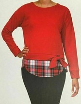 NWT!!! IZOD Women&#39;s Long Sleeve 2-Fer Sweatshirt, Tango Red, XX-Large - £15.92 GBP