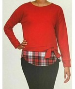 NWT!!! IZOD Women&#39;s Long Sleeve 2-Fer Sweatshirt, Tango Red, XX-Large - £16.01 GBP