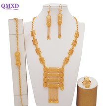 Dubai Gold Color Jewelry Sets African Bridal Wedding Flower Jewelry Sets Necklac - £63.37 GBP