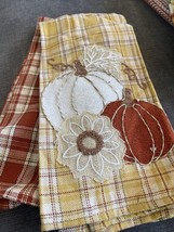 Nicole Miller Kitchen Towels (2) Halloween Harvest Fall Hand Tea Pumpkin Gingham - £12.76 GBP
