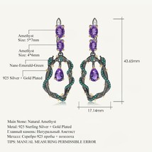 4.34Ct Natural Amethyst Gemstone Earrings 925 Sterling Silver Handmade Branch Sn - £57.56 GBP