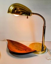 Vintage Mid Century Heavy Brass Clam Shell Adjustable Desk Lamp 16&quot; tall - £90.98 GBP