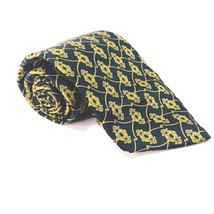 Henry Grethel Mens Necktie Mens Imported Silk Neck Tie Black Gold 56&quot; L ... - £11.79 GBP