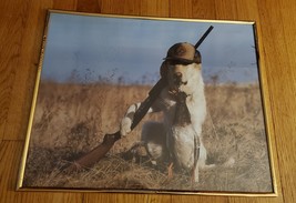 Golden Retriever Hunting Dog Poster Pipe Shotgun Man Cave Bar Goose 20&quot; ... - $184.10 MXN