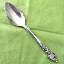 National Stainless Rose &amp; Leaf Pattern Soup Spoon 7 3/8&quot; Japan #72027 - £5.52 GBP