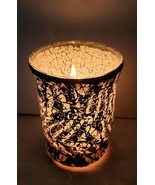 Mosaic Black Mirror  Crackle Hurricane Candle Holder Fall Pumpkin Decor ... - $32.01 CAD