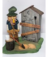 Tennessee Mountain Hillbilly at the Closed Outhouse - Hand Carved Carica... - $89.00