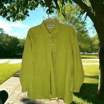 Chico&#39;s Design 100% Linen Button Down Shirt Chico&#39;s Size 2 (L/12)  Lt Green - £15.57 GBP