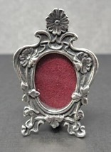 Pewter Oval Picture Frame 2&quot; Photo Flowers Ornamental Decor Gothic Art Nouveau - £7.64 GBP