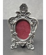 Pewter Oval Picture Frame 2&quot; Photo Flowers Ornamental Decor Gothic Art N... - £7.47 GBP
