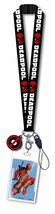 Marvels Deadpool 18&quot; Lanyard with Deadpool Logo Charm &amp; Figure Pouch NEW... - £7.75 GBP