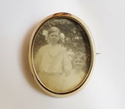 Large Victorian Gold Filled Photo Picture Mourning Brooch Mother &amp; Daughter - £61.91 GBP