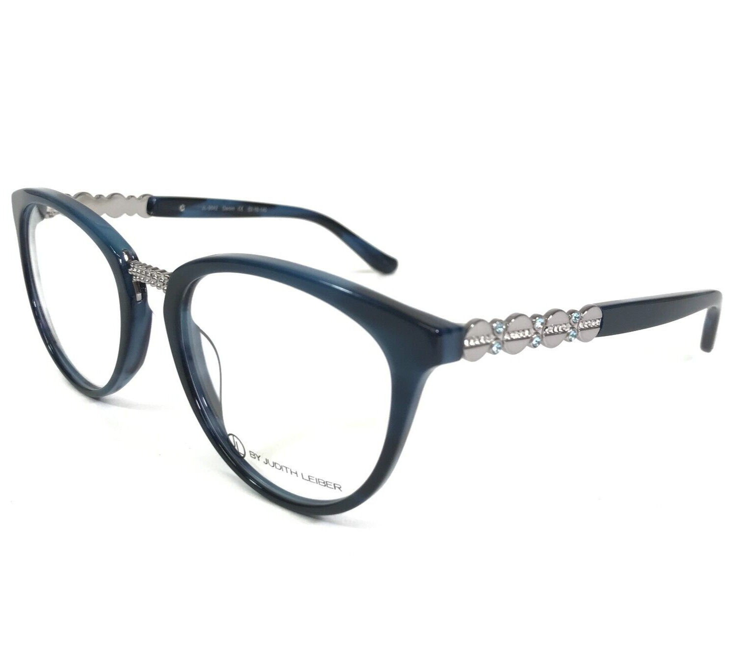 Judith Leiber Brille Rahmen JL-3042 Denim Blau Silber Cat Eye 52-18-140 - $98.98