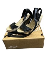 Loeffler Randall Harper Black Ankle Wrap Espadrille Wedge Sandals Size 7... - $35.63