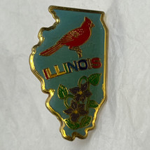 Illinois Cardinal City State Souvenir Tourism Enamel Lapel Hat Pin Pinback - £4.68 GBP
