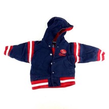 Oshkosh Blue Red Long Sleeve Puff Jacket Size 6-9 Months Hoodie Zipper - £6.71 GBP