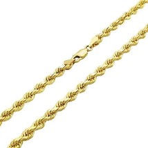 Rope Chain 26 Inch 26&quot; 14K Solid Gold Diamond Cut Rope Men&#39;s Chain 4MM Thick Men - £1,574.93 GBP