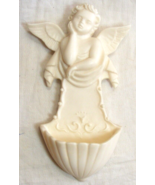 Vintage Cream White Angel Soap Stone? Molded Acrylic? Wall Pocket Italy 5-d - $34.64