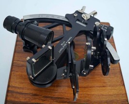 Nautical Brass black tamaya sextant with wooden box fully working navigation - £141.07 GBP