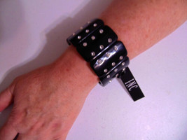 INC  7&quot; Pave Black Rectangle Simulated Diamond Stretch Bracelet P159 - £8.27 GBP