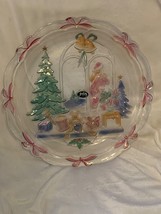 1992 Christmas Joy Hand Painted Glass Platter Crystal Clear Studios New in Box  - £12.49 GBP