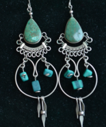 Long Boho earrings, long turquoise earrings, tribal earrings, Chandelier... - £11.00 GBP