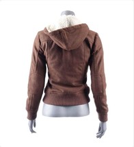 DSHARKS Women’s Brown Wool Jacket – Hooded, Button-Up with Ribbed Hem - $180.00+