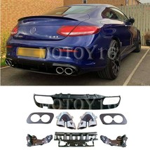 C43 Style Rear Diffuser Chrome Exhaust Tips for A205 AMG Bumper Converti... - $280.49