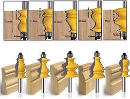 Leatbuy Architectural Molding Router Bit Set 1/4-Inch Shank 5 Pcs., Line). - £64.68 GBP