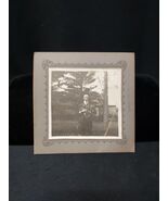 Antique Early 1900s Cabinet Card Photo Man Holding 3 Puppies, Dogs  - $40.11 CAD
