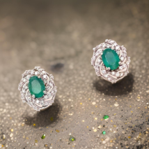 Diamond Emerald Earrings 14k White Gold 2.17 TCW Certified $5,950 018695 - £1,215.14 GBP