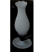 Nice Vintage Milk Glass Candlewick Desk Lamp, Milk Glass Hobnail Shade VGC - £27.65 GBP