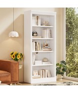 Tall White Wood Bookcase with Light Strip, 5-Tier Adjustable Shelves - $9,318.42 MXN